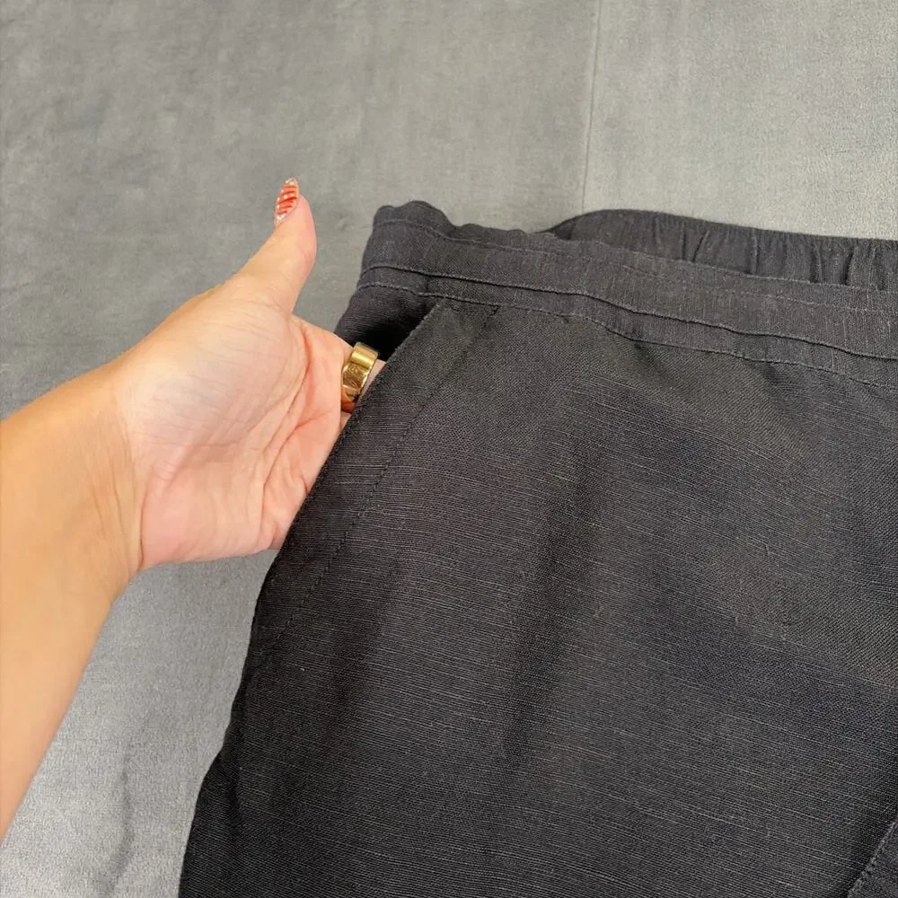 Cubavera Linen Blend Drawstring Pants Mens X-Large Waist 40/42 Black Charity